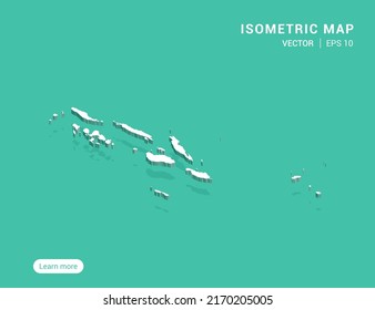 Solomon Island map white on green background with 3d isometric vector illustration.