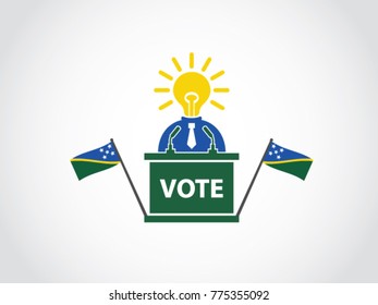 Solomon Island Podium Bright Idea Politician Speech Poll