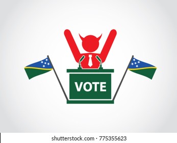 Solomon Island Podium Corrupt Politician Celebrate Speech Poll