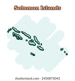 Icono de mapa de colores de las Islas Salomón en estilo cómico. Pictograma de ilustración de Country. Nation geography atlas concepto de negocios.	