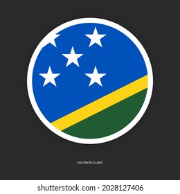 Solomon Islands circle flag icon on dark grey background. Solomon Islands button flag icon isolated on barely dark background.