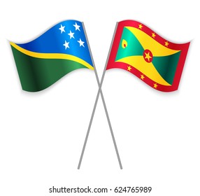 Solomon Islands combined with Grenada isolated on white. Language learning, international business or travel concept.