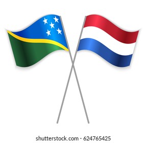 Solomon Islands combined with Netherlands isolated on white. Language learning, international business or travel concept.