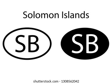 Solomon Islands country code icon.  Iso code country domain name.  SB - Solomon Islands abbreviated. vector