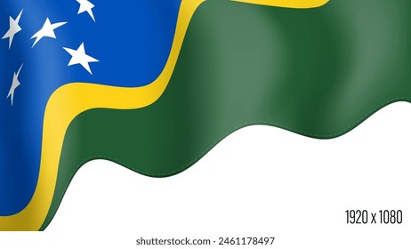 Solomon Islands country flag realistic independence day background. Solomon Islands commonwealth banner in motion waving, fluttering in wind. Festive patriotic HD format template for independence day