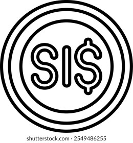 Solomon Islands Dollar Note Outline Style Icon Design