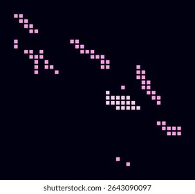 Solomon Islands dotted map. Digital style map of the country on dark background. Solomon Islands shape with square dots. Colored dots style. Large size squares. Simple vector illustration.