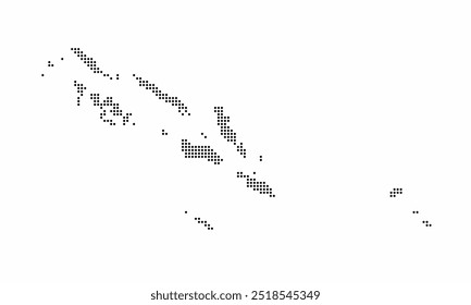 Mapa punteado de las Islas Salomón con textura grunge en estilo punteado. Ilustración vectorial Abstractas de un mapa de país con efecto semitono para infografía. 