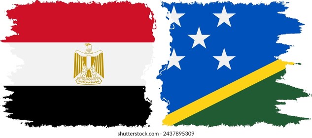 Solomon Islands and Egypt grunge flags connection, vector