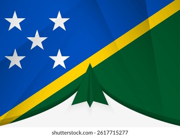 Solomon Islands Flag with Abstract Paper Airplane Design, National Flag in a geometric folded paper style. Vector illustration.