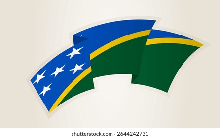 Solomon Islands Flag in Abstract Ribbon Shape, National Symbol of the Solomon Islands. This vector is ideal for use in national events, Independence Day, international sports competitions.