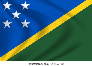Solomon Islands flag background with cloth texture. Solomon Islands Flag vector illustration.