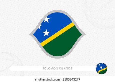 Solomon Islands flag for basketball competition on gray basketball background. Sports vector illustration.