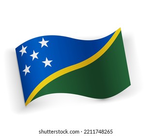 Solomon Islands flag bended and lying on white background