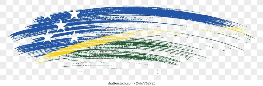 Solomon Islands flag brush paint textured isolated  on png or transparent background. vector illustration