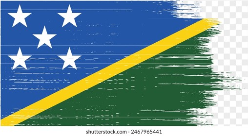 Pintura de pincel de bandera de las Islas Salomón con textura aislada en png o fondo transparente. Ilustración vectorial