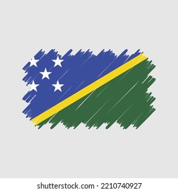 Solomon Islands Flag Brush Painted Vector Illustration