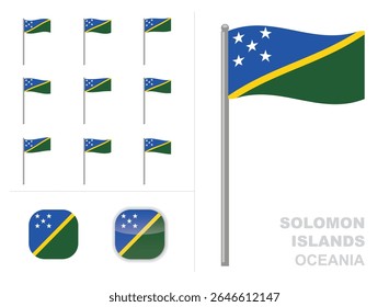 Solomon Islands Flag Country Waving Animation App Icon Vector