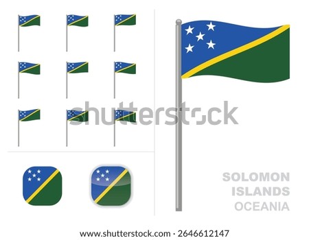 Solomon Islands Flag Country Waving Animation App Icon Vector