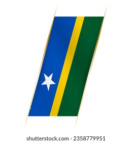 Bandera de las Islas Salomón en forma de pancarta con efecto ondulado y sombra. Diseño vectorial moderno.