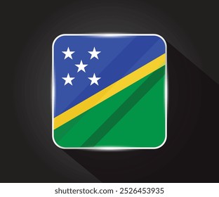 ícone quadrado brilhante da bandeira das Ilhas Salomão ilustração 