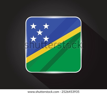 Solomon Islands flag glossy square icon illustration 