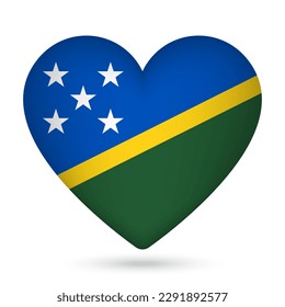 Bandera de las Islas Salomón en forma de corazón. Ilustración vectorial.