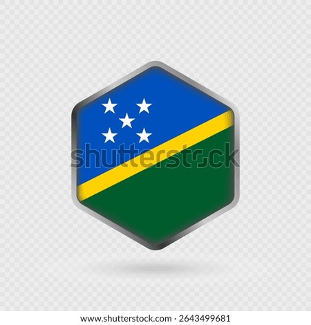 Solomon Islands Flag Icon in Hexagon Shape.