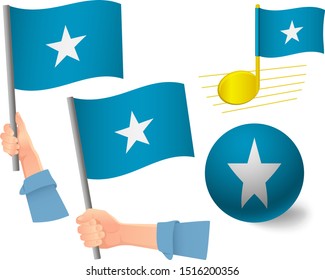 Solomon Islands flag icon set. National flag of Solomon Islands vector illustration