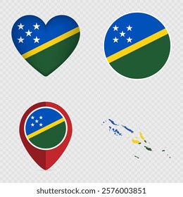 Solomon Islands Flag Icons Pack. Vector illustration.