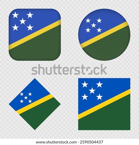 Solomon Islands Flag Icons Pack. Vector illustration.