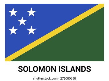 Solomon Islands flag isolated vector in official colors and Proportion Correctly. country's name label in bottom