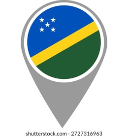 Solomon Islands flag location pin, Solomon Islands flag on location pin, Solomon Islands map pointer in high quality