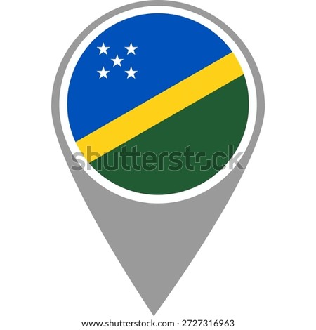 Solomon Islands flag location pin, Solomon Islands flag on location pin, Solomon Islands map pointer in high quality