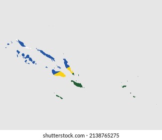 Solomon Islands Flag Map. Map of the Solomon Islands with country banner. Vector Illustration.