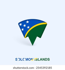 Solomon Islands Flag Map Pointer Design with Shadow. Vector illustrator.