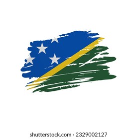 Solomon Islands flag - nation vector country flag trextured in grunge scratchy brush stroke.