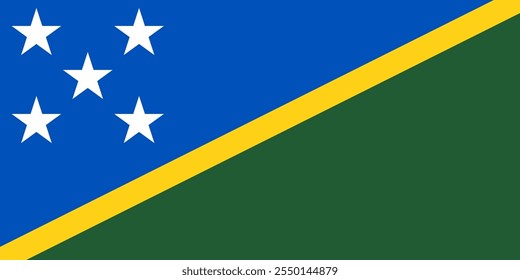 Solomon Islands flag in official colors, dimensions and aspect ratio. Vector flag symbolizing national pride, identity, heritage, patriotism and authority