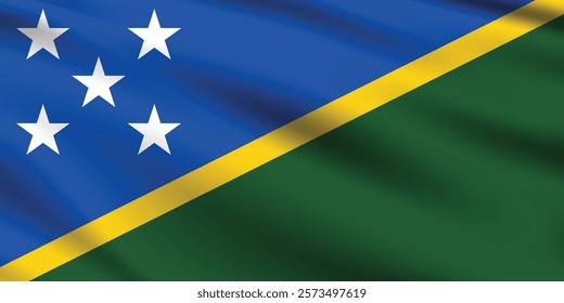 Solomon Islands flag official colors and proportion digital vector illustration. Pleated flag.