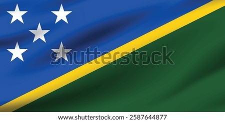 Solomon Islands flag official colors and proportion digital vector illustration. Waving flag.