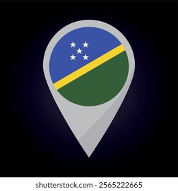 Solomon Islands Flag on Location Pin. vector illustration