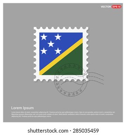 Solomon Islands Flag Postage Stamp on white background. Vector illustration.
