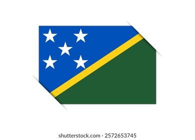 Solomon Islands flag - rectangle colorful flag representing a country cultural identity and heritage. The essence of national pride and unity. Attached by the corners in a paper album