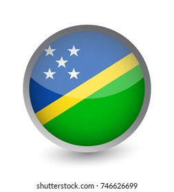 Solomon Islands Flag Round Glossy Icon. Vector illustration.