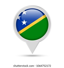Solomon Islands Flag Round Pin Vector Icon - Illustration