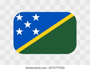 Solomon Islands flag - rounded rectangle colorful flag representing a country cultural identity and heritage. The essence of national pride and unity. Vector flag on transparent background.