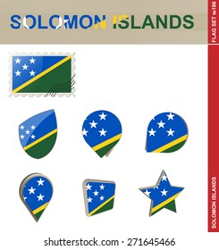 Solomon Islands Flag Set, Flag Set #186. Vector.