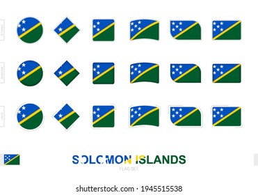 Solomon Islands flag set, simple flags of Solomon Islands with three different effects. Vector illustration.