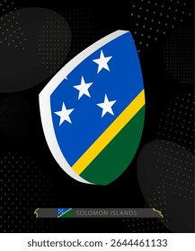 Solomon Islands Flag Shield icon in 3D on Dark Modern Abstract Rugby Background. Perfect for sports events, heritage themes, national celebrations, and patriotic designs.