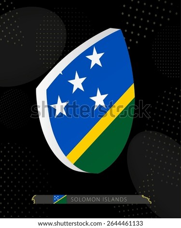 Solomon Islands Flag Shield icon in 3D on Dark Modern Abstract Rugby Background. Perfect for sports events, heritage themes, national celebrations, and patriotic designs.
